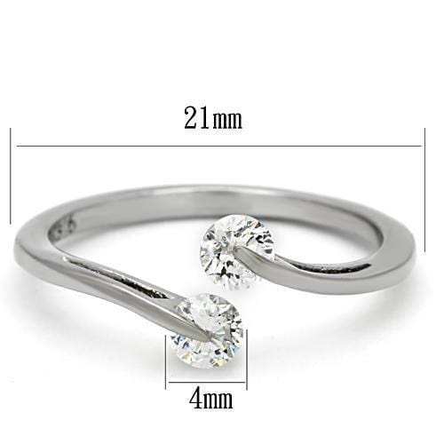TK995 - High polished (no plating) Stainless Steel Ring with AAA Grade CZ in Clear - Alamode - Flyclothing LLC