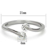 TK995 - High polished (no plating) Stainless Steel Ring with AAA Grade CZ in Clear - Alamode - Flyclothing LLC