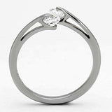 TK995 - High polished (no plating) Stainless Steel Ring with AAA Grade CZ in Clear - Alamode - Flyclothing LLC