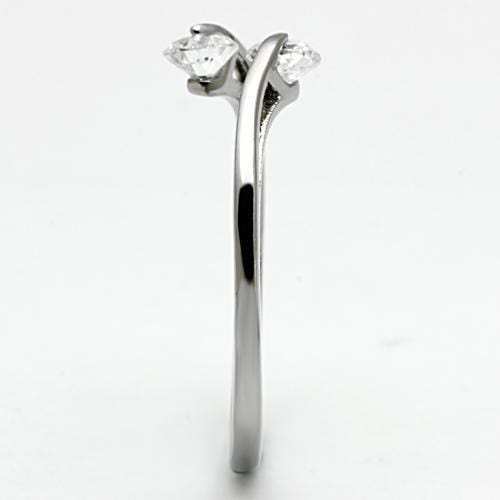 TK995 - High polished (no plating) Stainless Steel Ring with AAA Grade CZ in Clear - Alamode - Flyclothing LLC