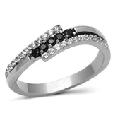 TK996 - High polished (no plating) Stainless Steel Ring with AAA Grade CZ in Black Diamond - Alamode - Flyclothing LLC
