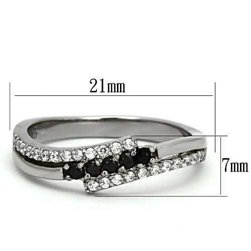 TK996 - High polished (no plating) Stainless Steel Ring with AAA Grade CZ in Black Diamond - Alamode - Flyclothing LLC
