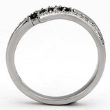 TK996 - High polished (no plating) Stainless Steel Ring with AAA Grade CZ in Black Diamond - Alamode - Flyclothing LLC