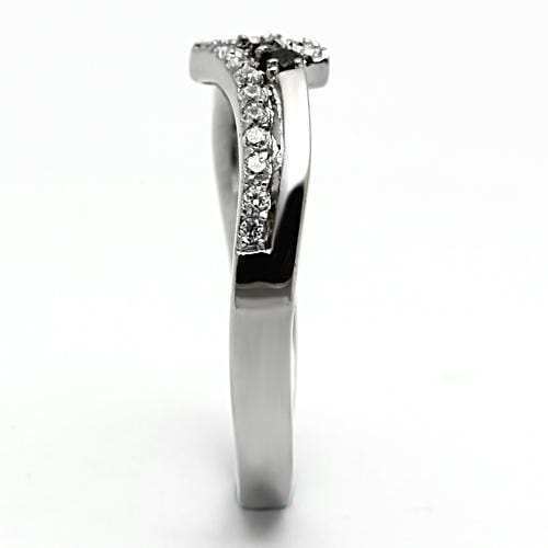 TK996 - High polished (no plating) Stainless Steel Ring with AAA Grade CZ in Black Diamond - Alamode - Flyclothing LLC