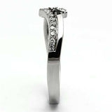 TK996 - High polished (no plating) Stainless Steel Ring with AAA Grade CZ in Black Diamond - Alamode - Flyclothing LLC