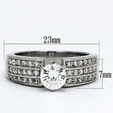 TK997 - High polished (no plating) Stainless Steel Ring with AAA Grade CZ in Clear - Alamode - Flyclothing LLC