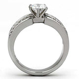 TK997 - High polished (no plating) Stainless Steel Ring with AAA Grade CZ in Clear - Alamode - Flyclothing LLC
