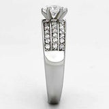 TK997 - High polished (no plating) Stainless Steel Ring with AAA Grade CZ in Clear - Alamode - Flyclothing LLC