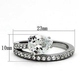 TK998 - High polished (no plating) Stainless Steel Ring with AAA Grade CZ in Clear - Alamode - Flyclothing LLC