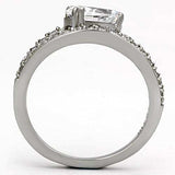 TK998 - High polished (no plating) Stainless Steel Ring with AAA Grade CZ in Clear - Alamode - Flyclothing LLC