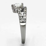 TK998 - High polished (no plating) Stainless Steel Ring with AAA Grade CZ in Clear - Alamode - Flyclothing LLC