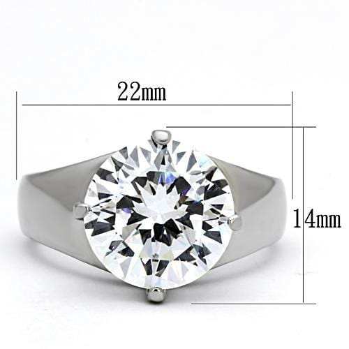 TK999 - High polished (no plating) Stainless Steel Ring with AAA Grade CZ in Clear - Alamode - Flyclothing LLC