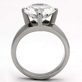 TK999 - High polished (no plating) Stainless Steel Ring with AAA Grade CZ in Clear - Alamode - Flyclothing LLC