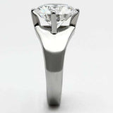 TK999 - High polished (no plating) Stainless Steel Ring with AAA Grade CZ in Clear - Alamode - Flyclothing LLC