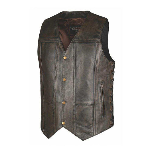 Toas - Mens Brown 10-Pocket Vest - Unik Just for Bikers - Flyclothing LLC