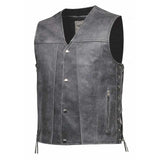 Tombstone - Mens Gray Leather Vest - Unik Just for Bikers - Flyclothing LLC