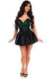 Daisy Corsets Top Drawer 2 PC Green/Black Lace Steel Boned Corset & Satin Skirt Set - Daisy Corsets - Flyclothing LLC