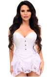 Daisy Corsets Top Drawer 2 PC White Lace Steel Boned Overbust Corset & Skirt Set - Daisy Corsets - Flyclothing LLC
