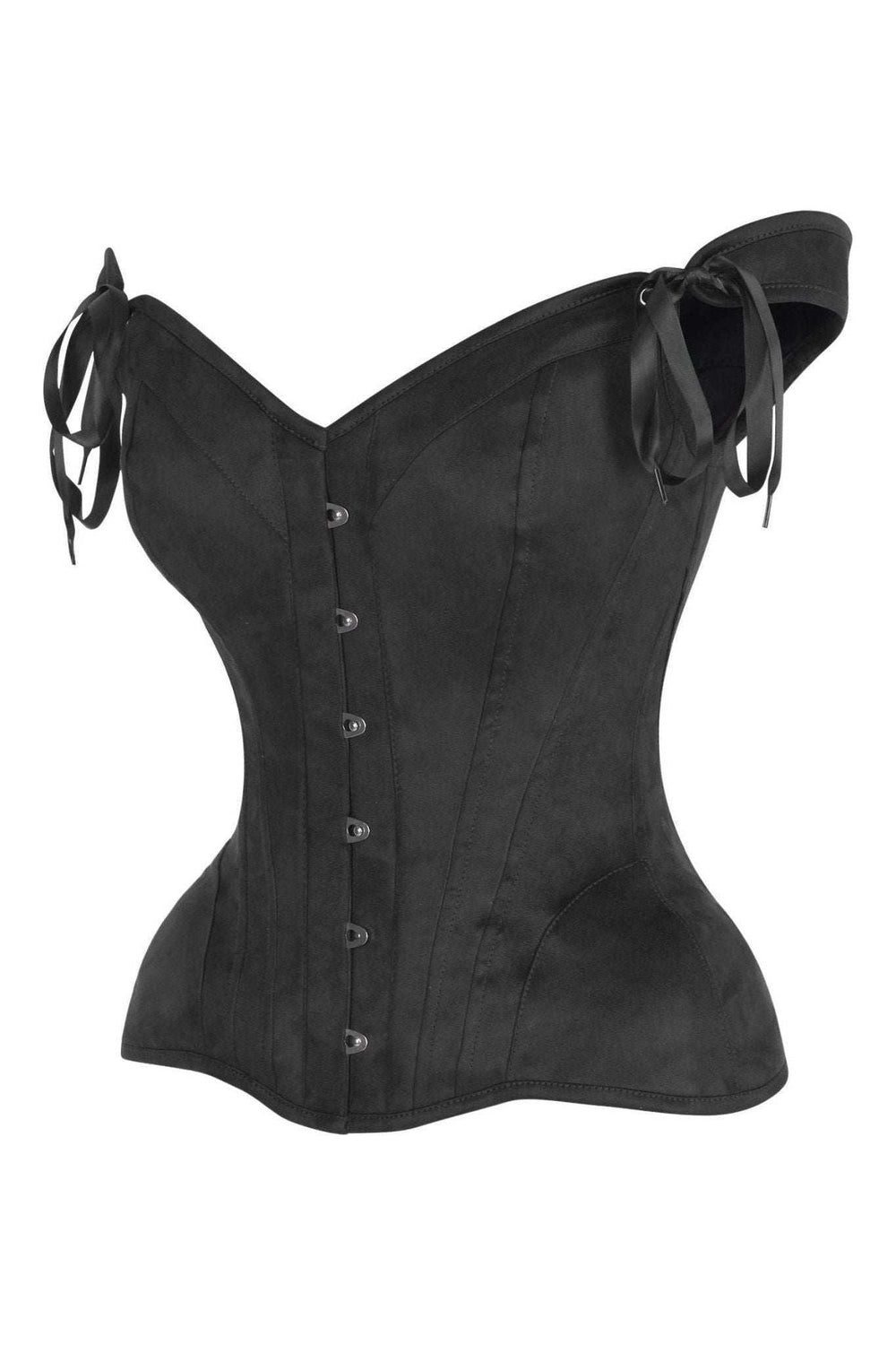 Daisy Corsets Top Drawer Black Suede Steel Boned Corset w/Straps - Daisy Corsets - Flyclothing LLC