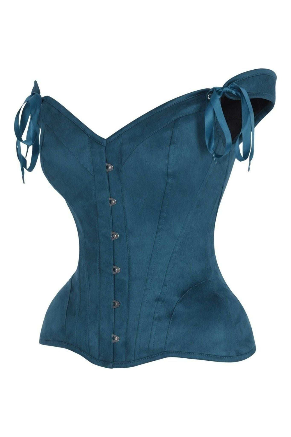 Daisy Corsets Top Drawer Blue Suede Steel Boned Corset w/Straps - Daisy Corsets - Flyclothing LLC