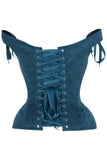 Daisy Corsets Top Drawer Blue Suede Steel Boned Corset w/Straps - Daisy Corsets - Flyclothing LLC