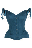 Daisy Corsets Top Drawer Blue Suede Steel Boned Corset w/Straps - Daisy Corsets - Flyclothing LLC