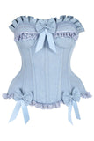 Daisy Corsets Top Drawer Light Blue Denim Underwire Steel Boned Burlesque Corset w/Bows - Daisy Corsets - Flyclothing LLC