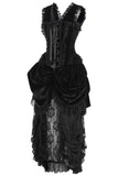 Daisy Corsets Top Drawer Steel Boned Black Velvet Victorian Bustle Corset Dress - Daisy Corsets - Flyclothing LLC