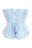 Daisy Corsets Top Drawer Steel Boned Blue Brocade Overbust Lace-Up Corset Top - Daisy Corsets - Flyclothing LLC