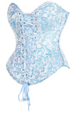 Daisy Corsets Top Drawer Steel Boned Blue Brocade Overbust Lace-Up Corset Top - Daisy Corsets - Flyclothing LLC