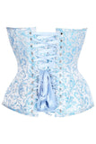 Daisy Corsets Top Drawer Steel Boned Blue Brocade Plunge Overbust Corset Top - Daisy Corsets - Flyclothing LLC