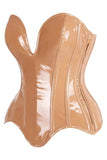 Daisy Corsets Top Drawer Steel Boned Caramel Patent Plunge Neckline Overbust Corset - Daisy Corsets - Flyclothing LLC