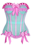 Daisy Corsets Top Drawer Steel Boned Mint/Pink Mesh Underwire Bustier Corset - Daisy Corsets - Flyclothing LLC