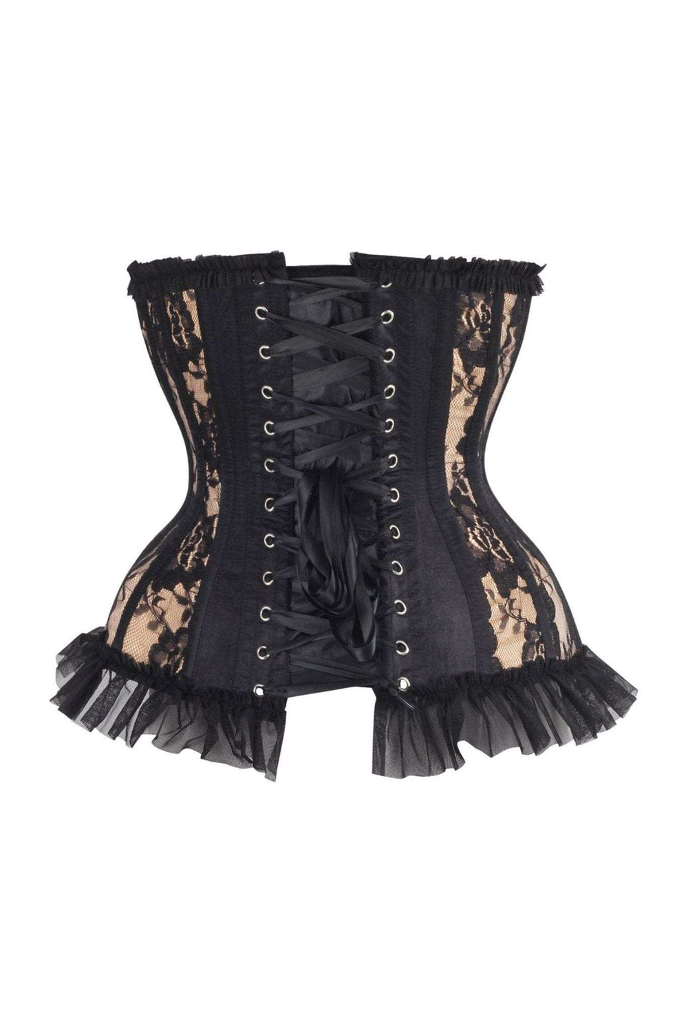 Daisy Corsets Top Drawer Steel Boned Nude/Black Lace Underwire Burlesque Underbust Corset Cincher - Daisy Corsets - Flyclothing LLC