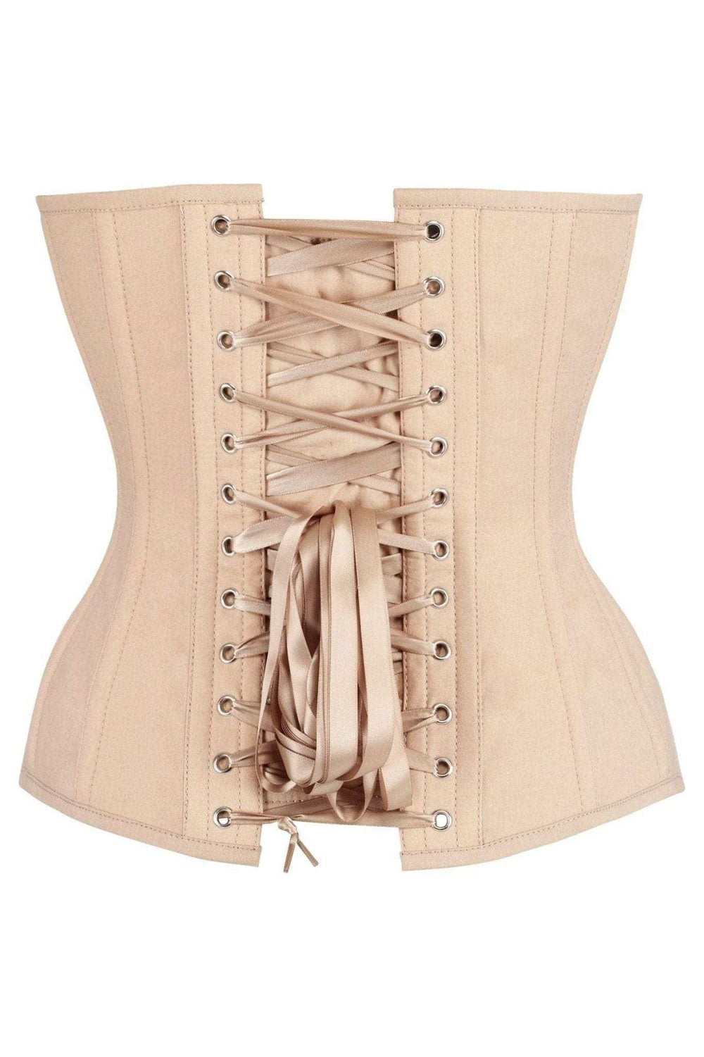 Daisy Corsets Top Drawer Tan Cotton Steel Boned Overbust Corset - Daisy Corsets - Flyclothing LLC