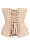 Daisy Corsets Top Drawer Tan Cotton Steel Boned Overbust Corset - Daisy Corsets - Flyclothing LLC