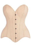 Daisy Corsets Top Drawer Tan Cotton Steel Boned Overbust Corset - Daisy Corsets - Flyclothing LLC
