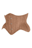 Daisy Corsets Top Drawer Tan Suede Steel Boned Mini Waist Cincher Corset - Daisy Corsets - Flyclothing LLC