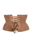 Daisy Corsets Top Drawer Tan Suede Steel Boned Mini Waist Cincher Corset - Daisy Corsets - Flyclothing LLC