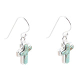 Touch of Blue Turquoise Sterling Silver Cross Earrings - Barse Jewelry - Flyclothing LLC