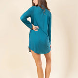 The Tranquility | Teal SleepDeep™ Long Sleeve Pajama Dress - Shinesty - Flyclothing LLC