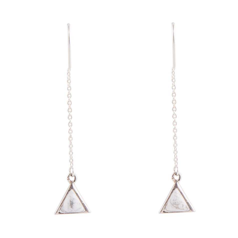 Triangle Threader White Howlite and Sterling Silver Earrings - Barse Jewelry - Flyclothing LLC