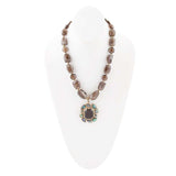 Tribecca Blue Abalone and Black Smoky Quartz Golden Statement Necklace - Barse Jewelry - Flyclothing LLC