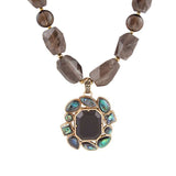Tribecca Blue Abalone and Black Smoky Quartz Golden Statement Necklace - Barse Jewelry - Flyclothing LLC