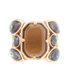 Tribecca Smoky Brown Quartz and Abalone Statement Golden Ring - Barse Jewelry - Flyclothing LLC