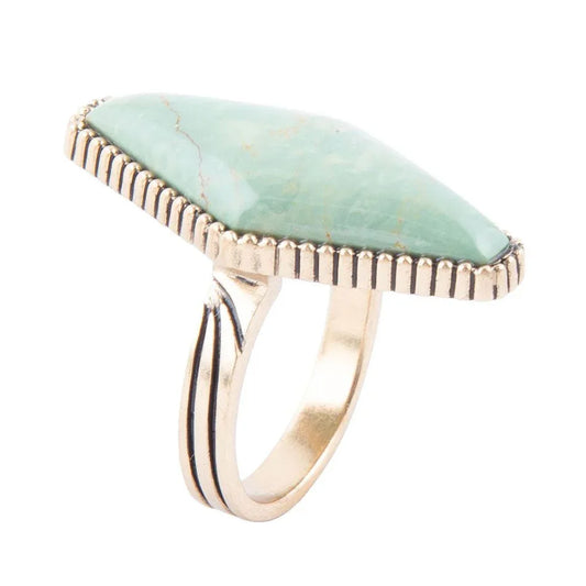 Trillion Green Turquoise Golden Ring - Barse Jewelry - Flyclothing LLC