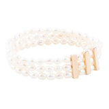 Triple Freshwater White Pearl Classic Golden Stretch Bracelet - Barse Jewelry - Flyclothing LLC