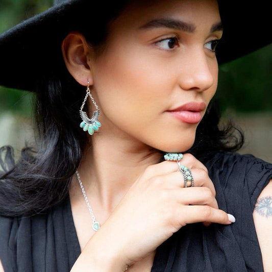 Triple Play Blue Turquoise and Sterling Silver Stack Ring - Barse Jewelry - Flyclothing LLC