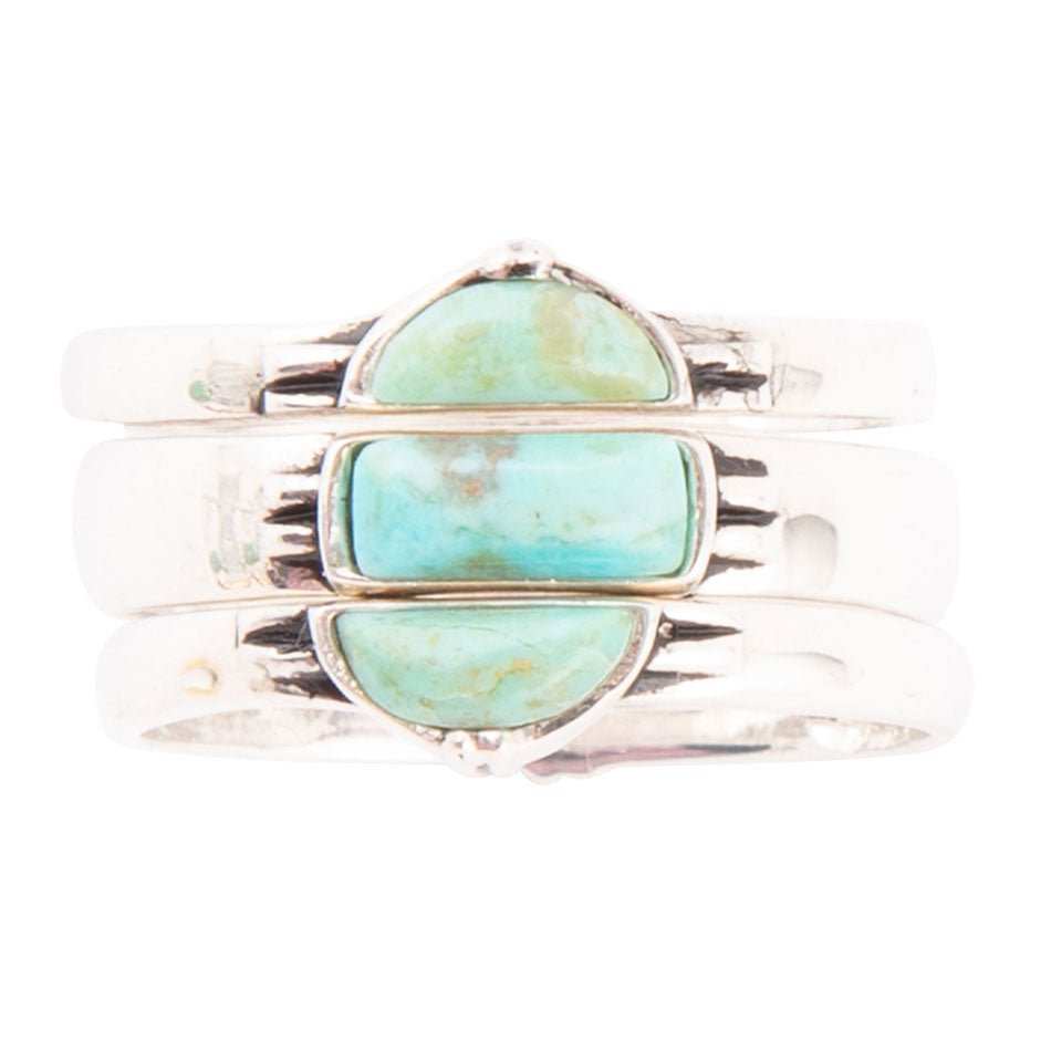 Triple Stack Shaped Turquoise and Sterling Silver Ring Set - Barse Jewelry - Flyclothing LLC