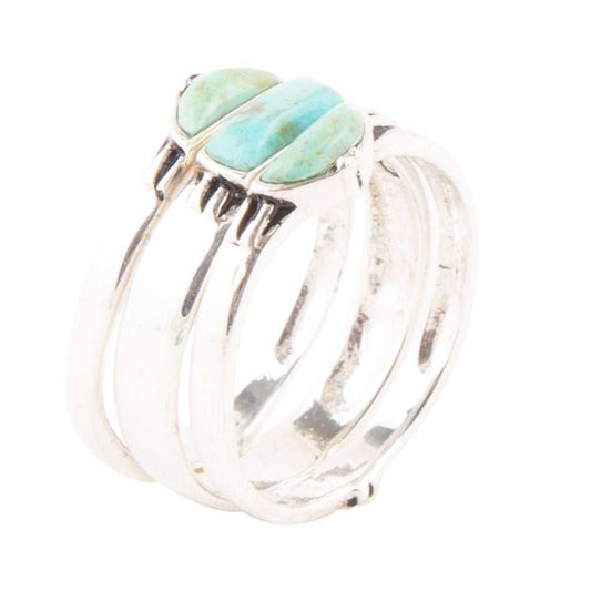Triple Stack Shaped Turquoise and Sterling Silver Ring Set - Barse Jewelry - Flyclothing LLC